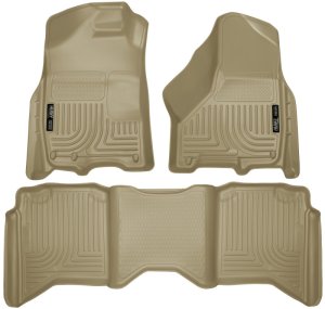 Ram 1500 Floor Liners - Front + Rear - Husky Liners - WeatherBeater Combo - Tan - 2012